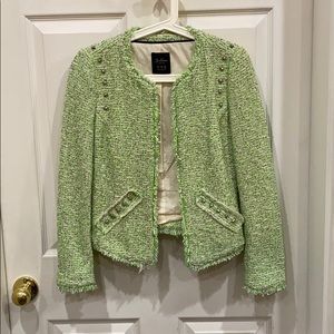 Zara green and white blazer with silver studs